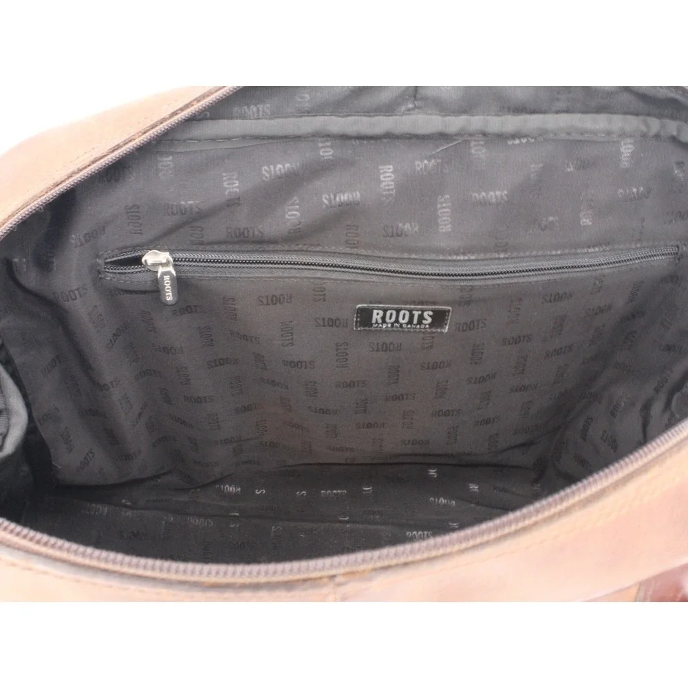 Roots Brown Leather Duffle Bag David E Kelley Productions Weekender Travel Bag